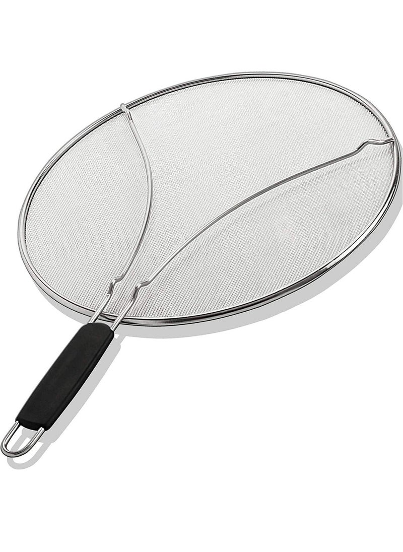 M MIAOYAN Splatter Screen for Frying Pan Stainless Steel Grease Splatter Guarder for Cover Oil Splash when Cooking Fried Chicken or Popcorn  - Image 1