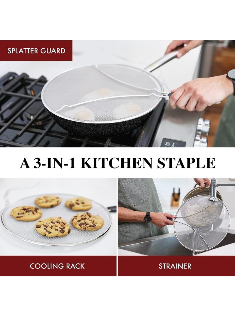 M MIAOYAN Splatter Screen for Frying Pan Stainless Steel Grease Splatter Guarder for Cover Oil Splash when Cooking Fried Chicken or Popcorn  - Image 4