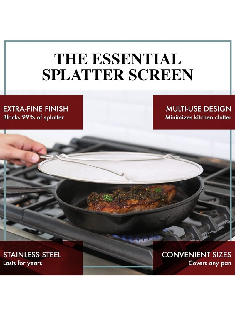 M MIAOYAN Splatter Screen for Frying Pan Stainless Steel Grease Splatter Guarder for Cover Oil Splash when Cooking Fried Chicken or Popcorn  - Image 2
