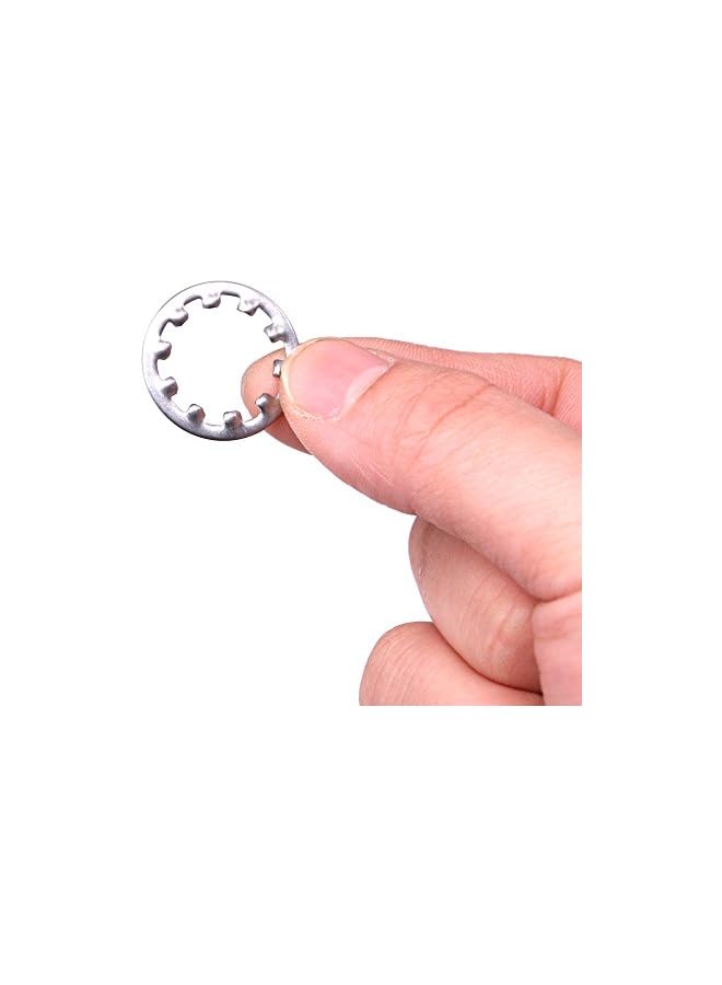 Hilitchi 300-Pcs [8-Size] 304 Stainless Steel Internal Tooth Star Lock Washers Assortment Set - Size Included: M2 M3 M4 M5 M6 M8 M10 M12 - Image 5