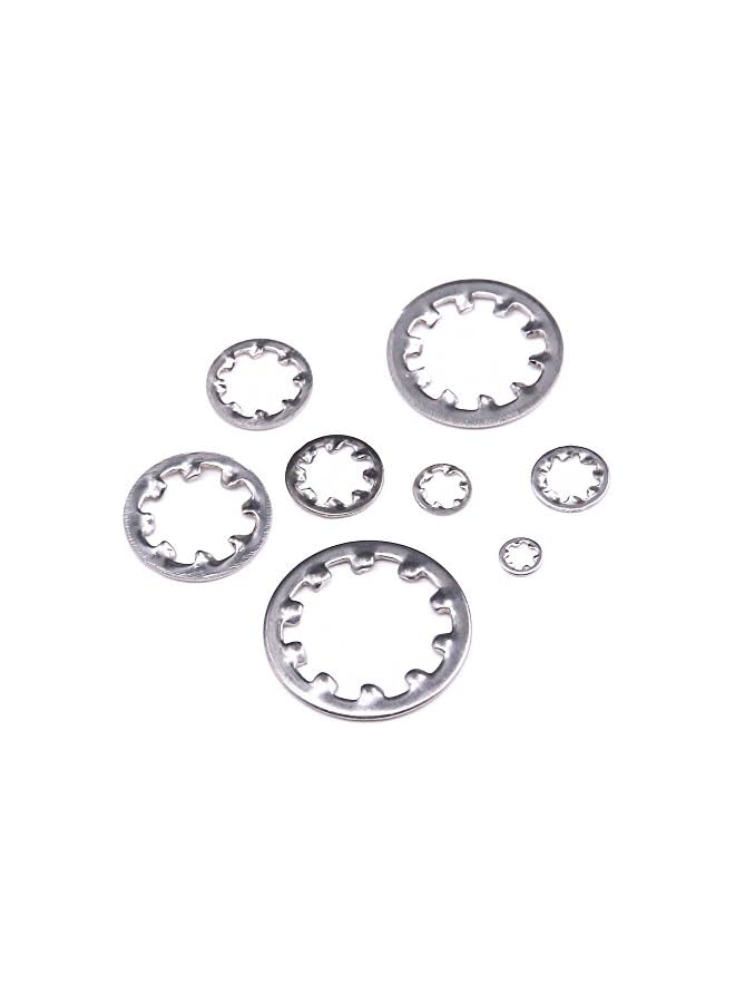 Hilitchi 300-Pcs [8-Size] 304 Stainless Steel Internal Tooth Star Lock Washers Assortment Set - Size Included: M2 M3 M4 M5 M6 M8 M10 M12 - Image 4
