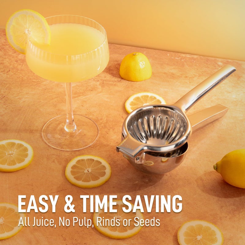 Zulay Kitchen Extra Large Lemon Squeezer Stainless Steel - Easy Squeeze Heavy Duty Lemon Juicer Hand Press - Ergonomic Citrus Squeezer & Fruit Juicer for Small Oranges, Lemons, & Limes - Silver - Image 3