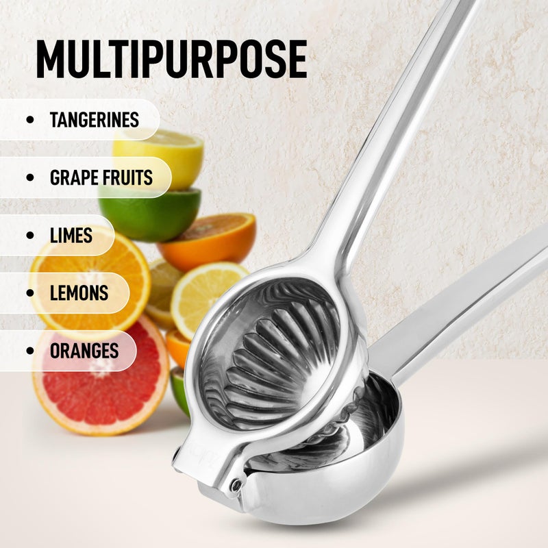 Zulay Kitchen Extra Large Lemon Squeezer Stainless Steel - Easy Squeeze Heavy Duty Lemon Juicer Hand Press - Ergonomic Citrus Squeezer & Fruit Juicer for Small Oranges, Lemons, & Limes - Silver - Image 5