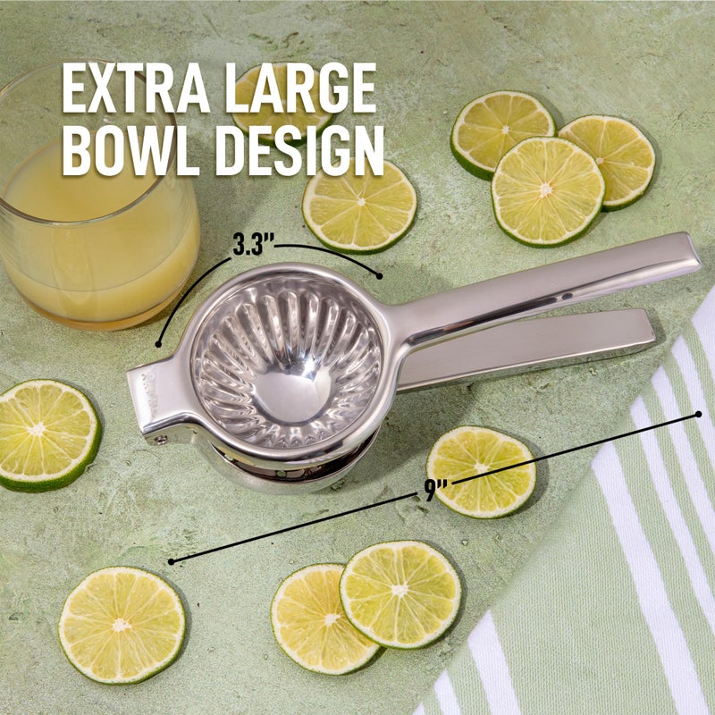 Zulay Kitchen Extra Large Lemon Squeezer Stainless Steel - Easy Squeeze Heavy Duty Lemon Juicer Hand Press - Ergonomic Citrus Squeezer & Fruit Juicer for Small Oranges, Lemons, & Limes - Silver - Image 2