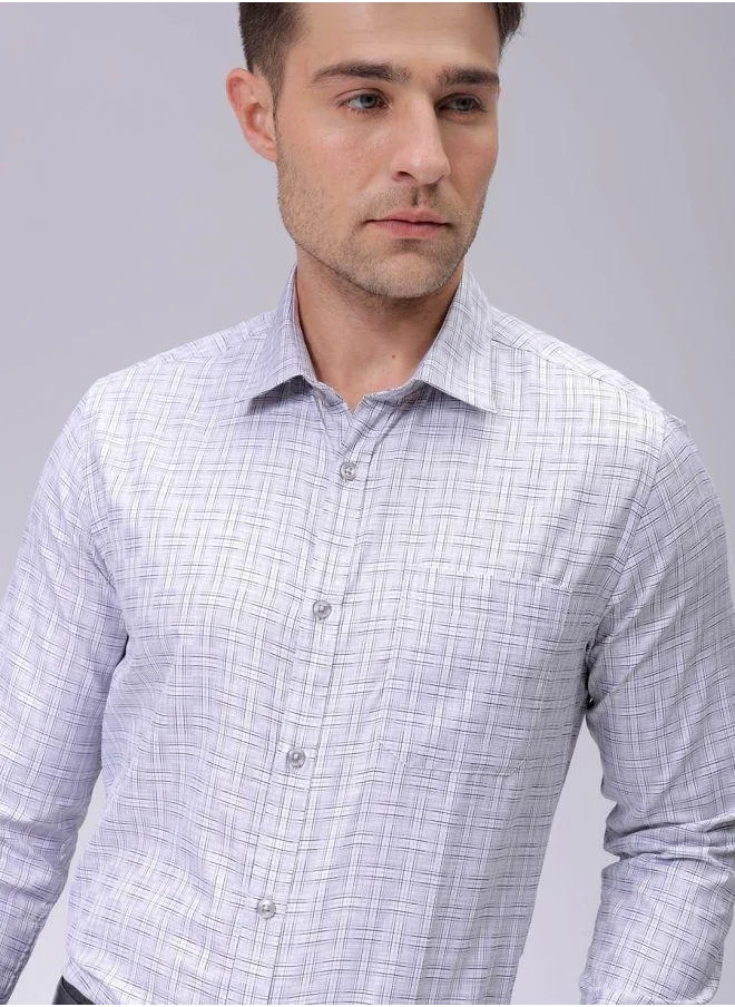 The Indian Garage Co Men Slim Fit Checkered Full Sleeves Cutaway Collar Formal Shirt