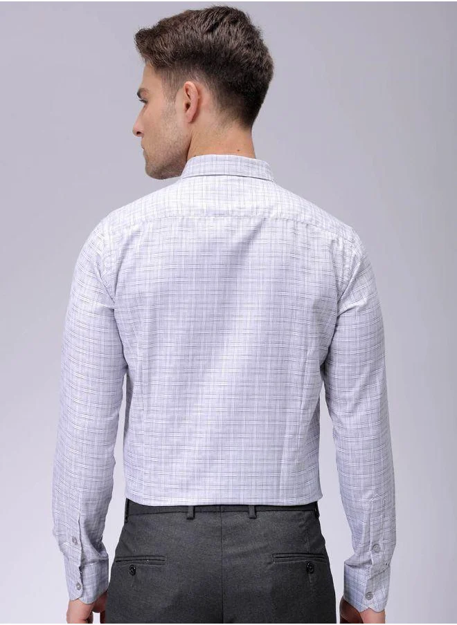 The Indian Garage Co Men Slim Fit Checkered Full Sleeves Cutaway Collar Formal Shirt