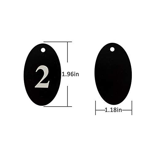 StayMax Aluminum Alloy Oval Number Tag Key Tag with Key Rings (1-25, Black) - Image 2