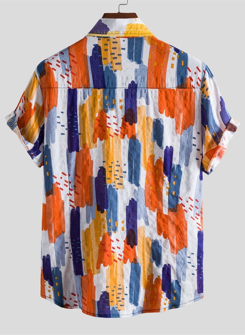 Summer new floral men's casual short-sleeved floral shirt - Image 2