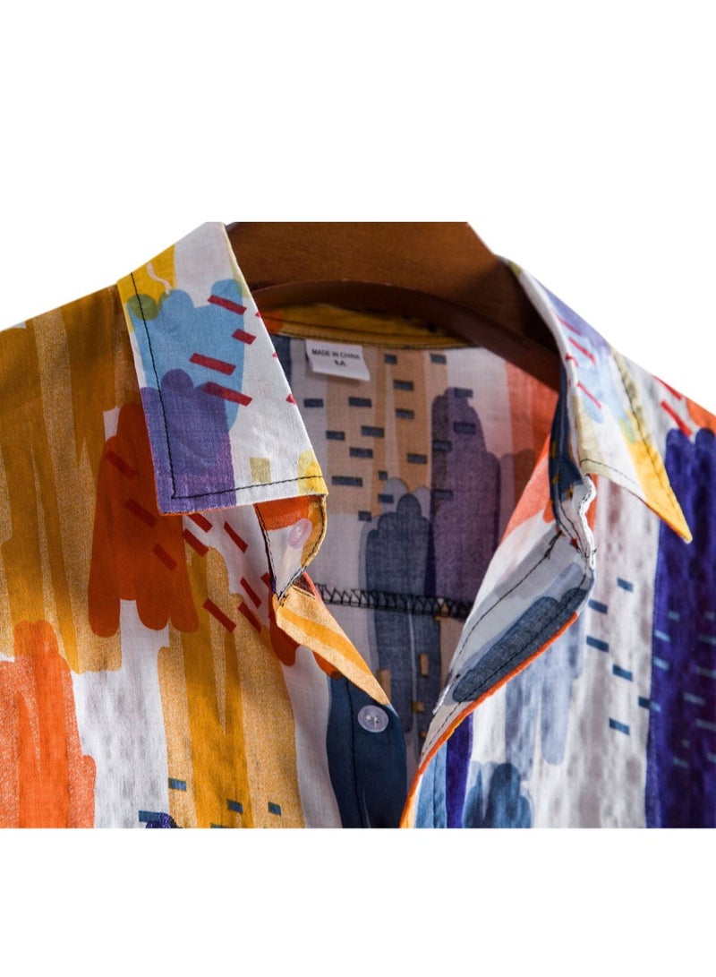Summer new floral men's casual short-sleeved floral shirt - Image 5