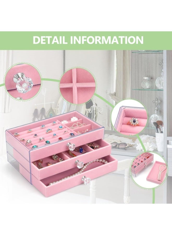 Acrylic Accessory Organizer Box, Jewelry, Makeup, and Cosmetics Case, Women's 3-Tier Organizer, Holder for Chains, Earrings, Bracelets, Rings, and Watches, Soft Velvet, Accessories Organizer, Velvet, Three-Tier Jewelry Box for Storing Earrings, Bracelets, Rings, Necklaces, and Watches, Large 3-Tier Jewelry Box Organizer, Velvet Jewelry Box, Jewelry Organizer with Lock, Jewelry Display Stand for Watches, Makeup, and Necklaces, Accessories and Makeup Case, Makeup Brush and Accessories Organizer, Gold, Silver, and Accessories Organizer - Image 5