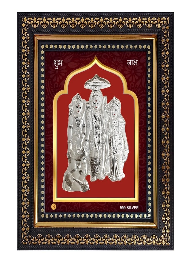 ARTSMINE - 99.9% Silver Ram Darbar Frame | Shri Ram Sita Hanuman Ji Silver Frame | Premium Pooja Room Table Top & Wall Decor | With Purity Certificate & Gift Bag | H × L 23 × 20 CM - 1 Unit - Image 1