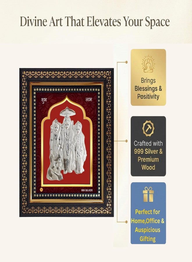 ARTSMINE - 99.9% Silver Ram Darbar Frame | Shri Ram Sita Hanuman Ji Silver Frame | Premium Pooja Room Table Top & Wall Decor | With Purity Certificate & Gift Bag | H × L 23 × 20 CM - 1 Unit - Image 2