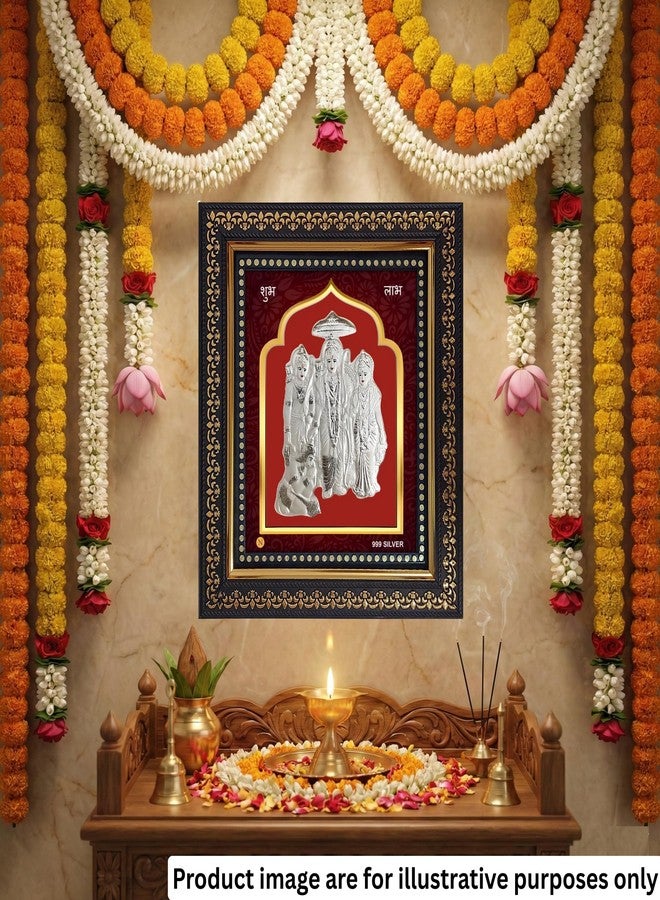 ARTSMINE - 99.9% Silver Ram Darbar Frame | Shri Ram Sita Hanuman Ji Silver Frame | Premium Pooja Room Table Top & Wall Decor | With Purity Certificate & Gift Bag | H × L 23 × 20 CM - 1 Unit - Image 5