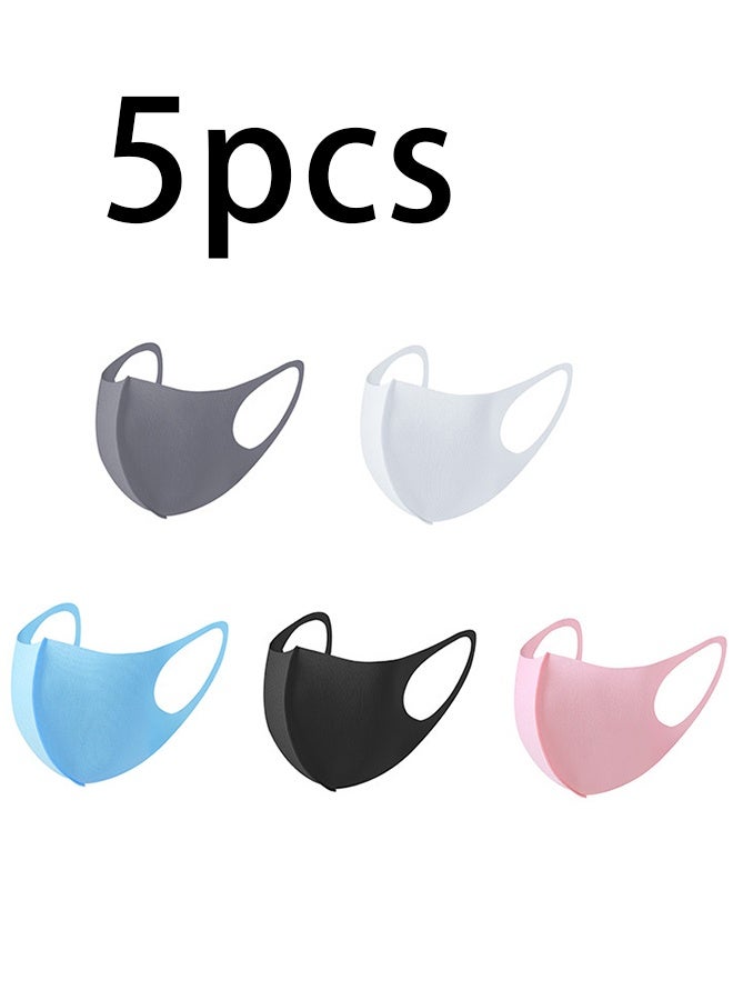 5 Pcs Reusable Breathable Cloth Cotton Face Masks set, Fabric Face Covering Dust Proof (Mixcolour) - Image 1