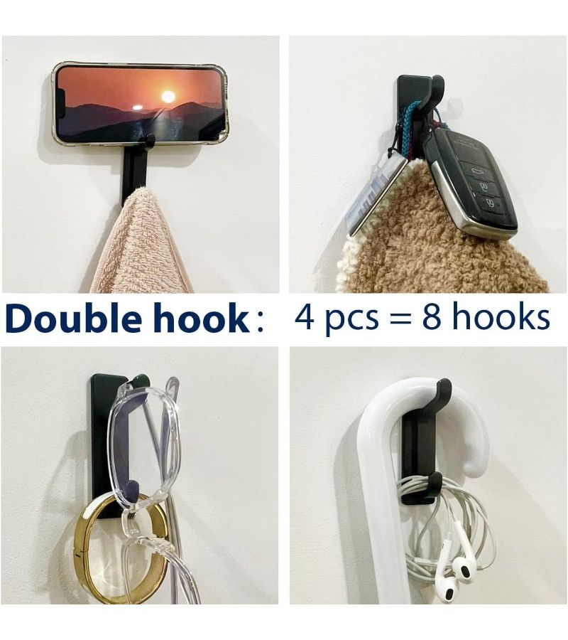 2Pcs Premium Stainless Steel No Drill Adhesive Hooks Scratch Free Height Adjustable Storage Hardware For Clothes - Image 5