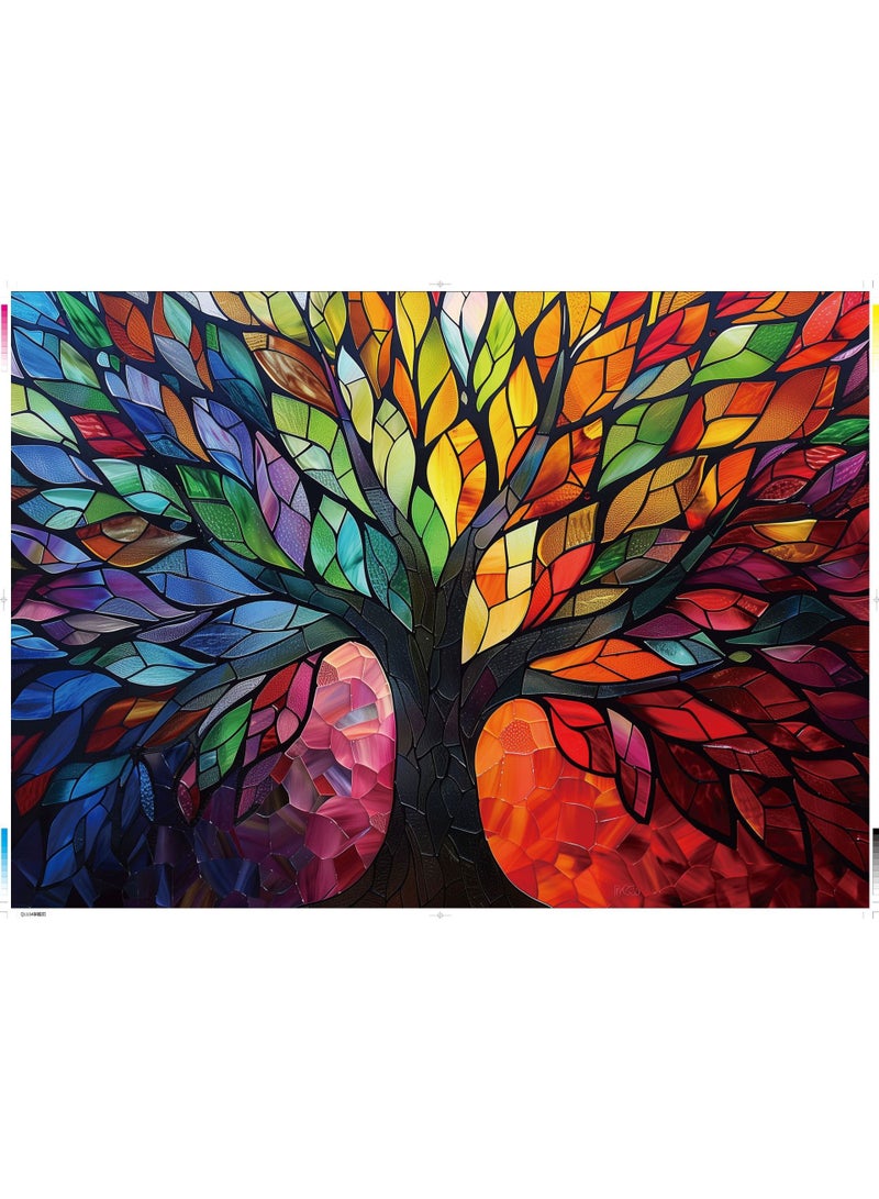 Capstro 1000 Piece Puzzle – Colorful Stained Glass Tree of Life Artwork | Challenging Family Puzzle Game for Teens & Adults | Premium Cardboard Interlocking Pieces – Tree of Life - Image 2