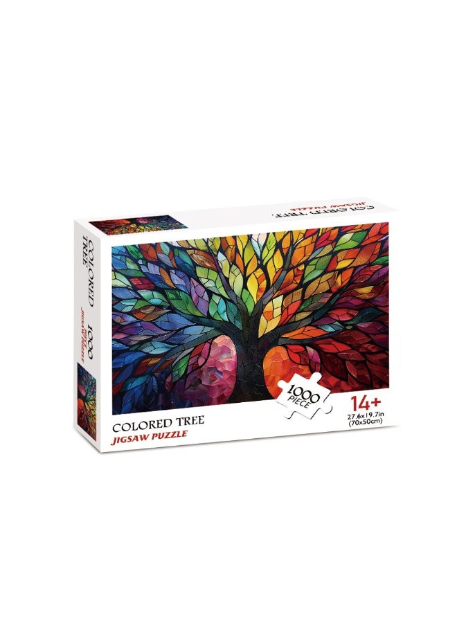 Capstro 1000 Piece Puzzle – Colorful Stained Glass Tree of Life Artwork | Challenging Family Puzzle Game for Teens & Adults | Premium Cardboard Interlocking Pieces – Tree of Life - Image 1