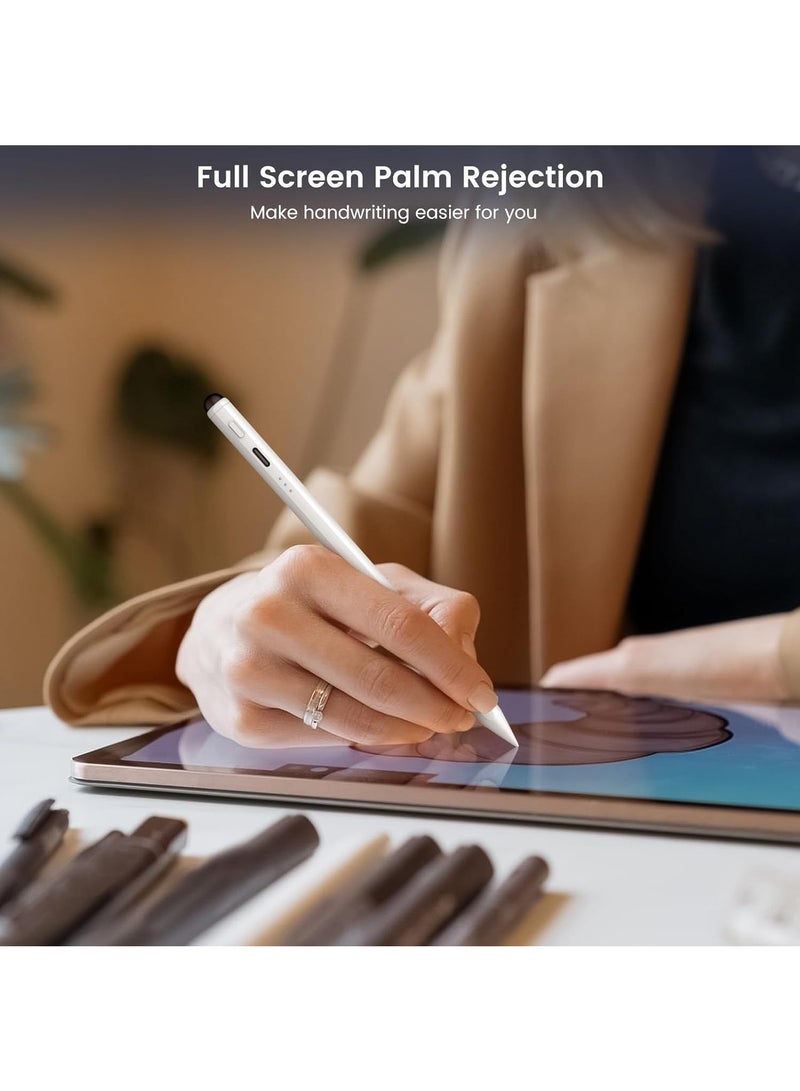 قلم iPad الجيل التاسع والعاشر، قلم لمس سريع الشحن لمدة 13 دقيقة لجهاز iPad، رفض راحة اليد، حساسية الإمالة، متوافق مع iPad Pro 11/12.9 بوصة، iPad 6/7/8/9/10، iPad Air 3/4/5، iPad ميني 5/6 - Image 2