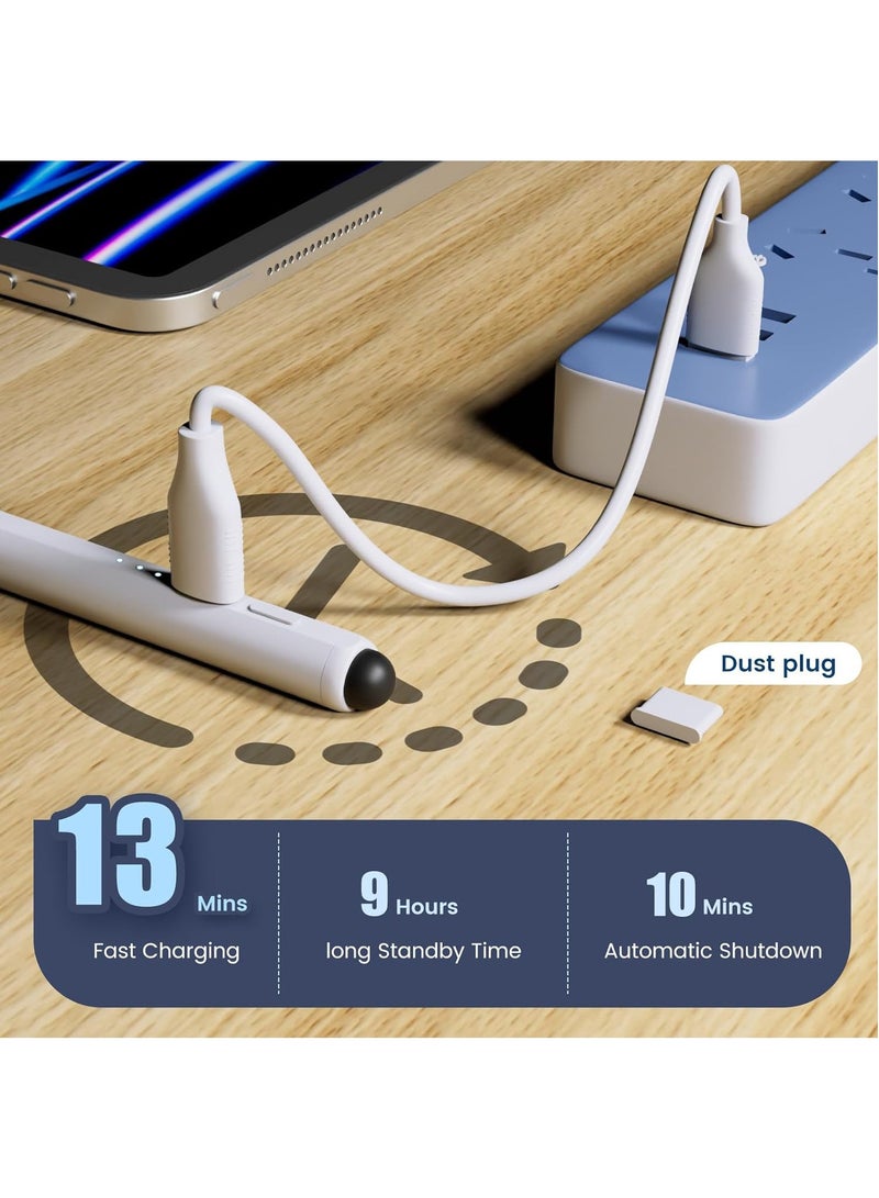 قلم iPad الجيل التاسع والعاشر، قلم لمس سريع الشحن لمدة 13 دقيقة لجهاز iPad، رفض راحة اليد، حساسية الإمالة، متوافق مع iPad Pro 11/12.9 بوصة، iPad 6/7/8/9/10، iPad Air 3/4/5، iPad ميني 5/6 - Image 5