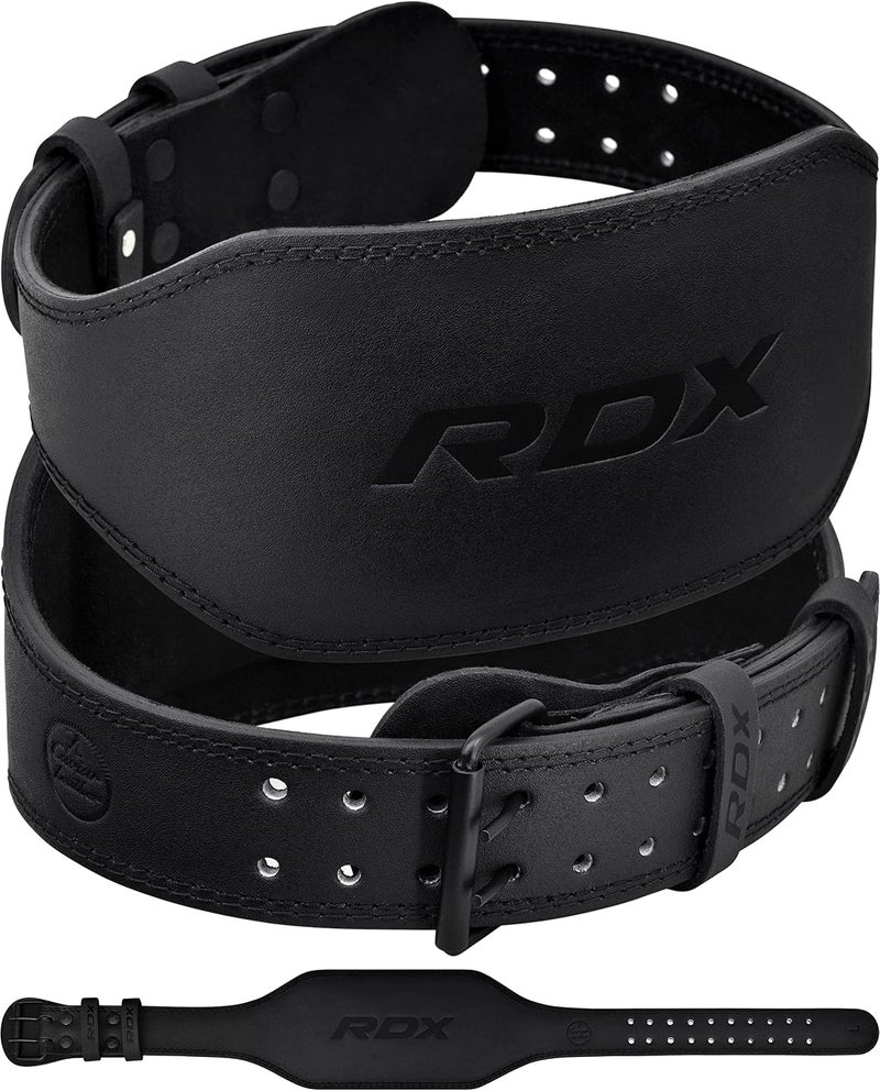 RDX Weight Lifting Belt for Gym Fitness - Cowhide Leather, 4" & 6" Padded, Adjustable for Powerlifting and Bodybuilding -S |Black/Black (WBS-6FB-S) - Image 1