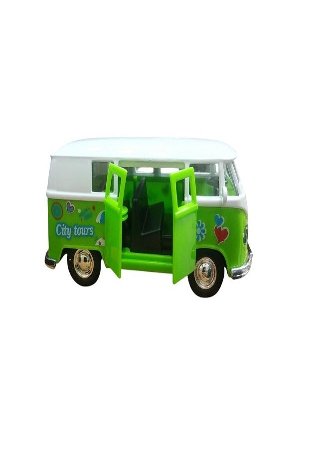 Volkswagen Volkswagen Bus Miniature Model Car Minibus Metal/Plastic, Opening Doors (Green)  - Image 3