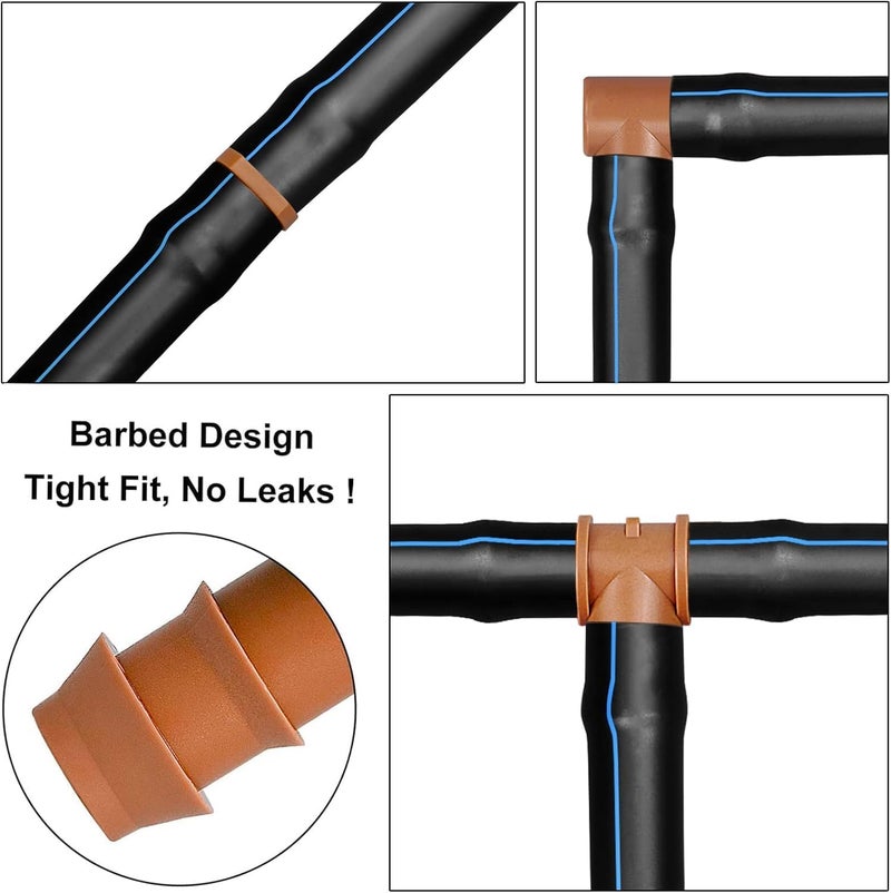 JAYEE 25 Pack Drip Irrigation Barbed Tee Fittings (17mm) for 1/2" Drip Hose(0.600”ID) ，Sprinkler Tubing Connector for Drip System - Image 3