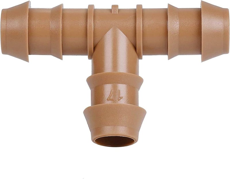 JAYEE 25 Pack Drip Irrigation Barbed Tee Fittings (17mm) for 1/2" Drip Hose(0.600”ID) ，Sprinkler Tubing Connector for Drip System - Image 1