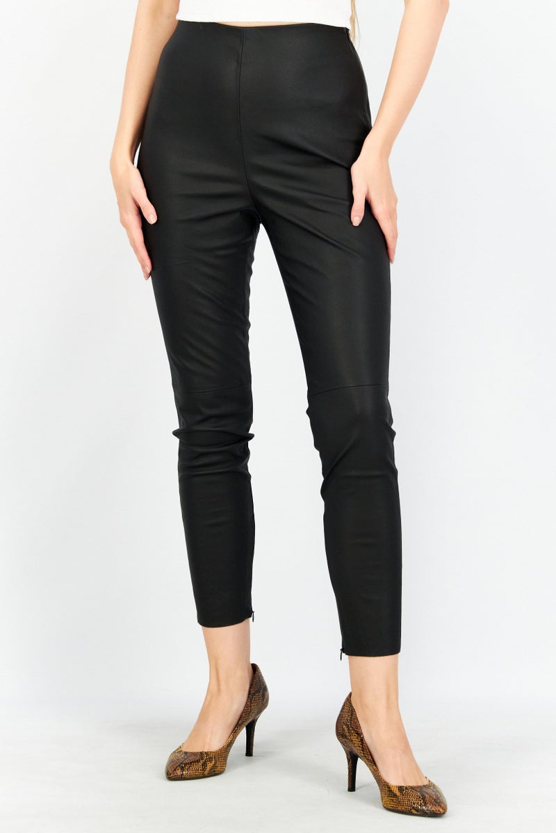 NA-KD سروال جلد نسائي عالي الخصر، أسود - Image 1