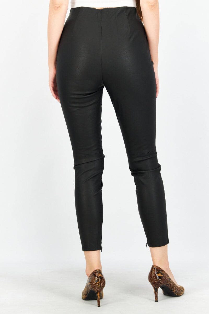 NA-KD سروال جلد نسائي عالي الخصر، أسود - Image 3