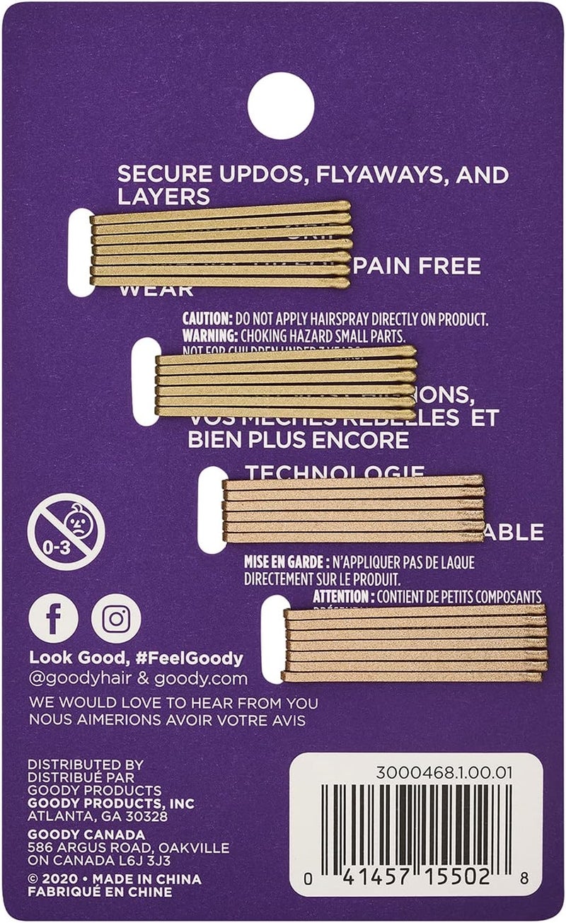Goody Metallic Blonde Small Bobby Pins - 26 Count for Secure Hair Styling - Image 2
