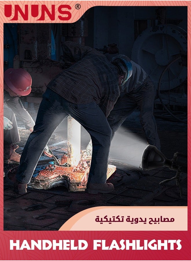 UNUNS - مصباح يدوي، مصابيح يدوية مع حامل ثلاثي، مصباح كشاف قابل للشحن، 1000000 لومن كشاف، مصباح مضاد للماء، مصباح طوارئ للتخييم، الإبحار، الصيد، بطاريات مدمجة - Image 1