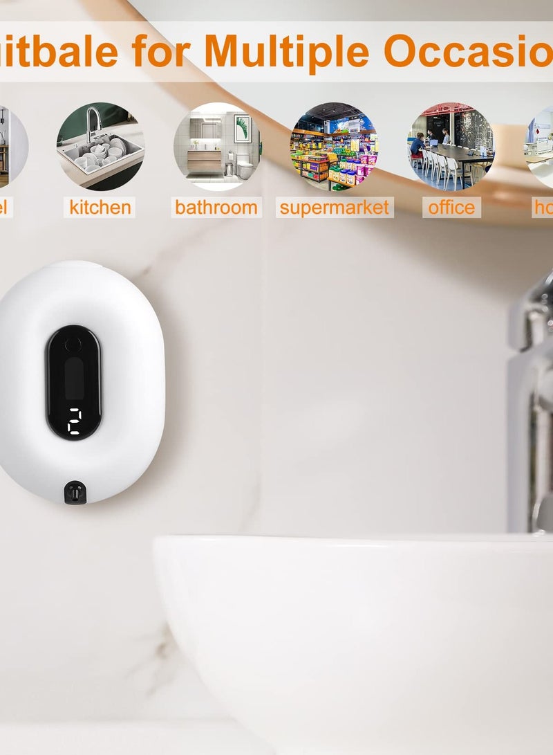 SOLARAE Automatic Soap Foam Dispenser Wall-Mounted - Touchless Sensor Soap Foam Dispenser, 2 Levels of Adjustable Foam Amount, for Kitchen Bathroom Hotel 280ml/9.5oz (White) - Image 4