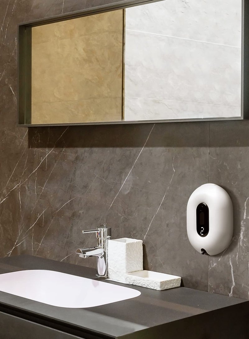 SOLARAE Automatic Soap Foam Dispenser Wall-Mounted - Touchless Sensor Soap Foam Dispenser, 2 Levels of Adjustable Foam Amount, for Kitchen Bathroom Hotel 280ml/9.5oz (White) - Image 2