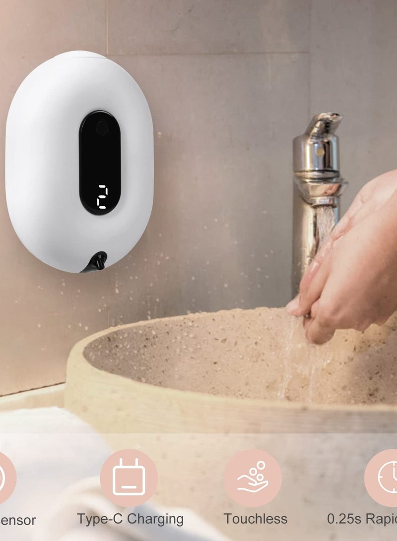 SOLARAE Automatic Soap Foam Dispenser Wall-Mounted - Touchless Sensor Soap Foam Dispenser, 2 Levels of Adjustable Foam Amount, for Kitchen Bathroom Hotel 280ml/9.5oz (White) - Image 3