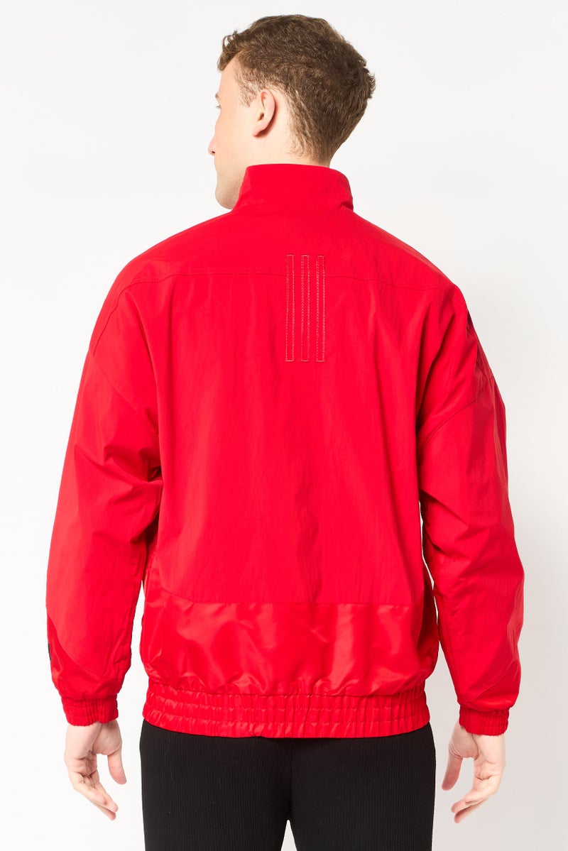 Adidas جاكيت رياضي للرجال بأكمام طويلة ومناسب من القماش الخارجي، أحمر - Image 2