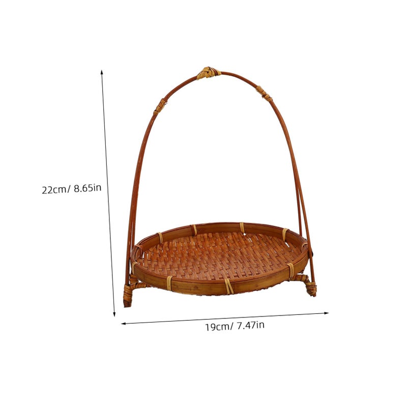 Woven Rattan Fruit Basket With Handle Kitchen Counter Storage Farmhouse Display Tray - Image 5