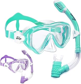 Seago 2 Pack Kids Snorkel Set Dry Top Snorkel Mask Snorkeling Gear for Kids Boys Girls Youth, No Leak Comfy MouthPiece - Image 1