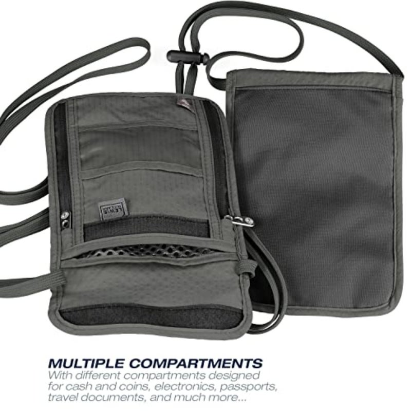 محفظة Lewis N. Clark للجنسين Rfid Blocking Stash Neck، حقيبة سفر + حامل جواز سفر للنساء والرجال 2 حزمة من ملحقات السفر - مخبأ للرقبة - Image 5