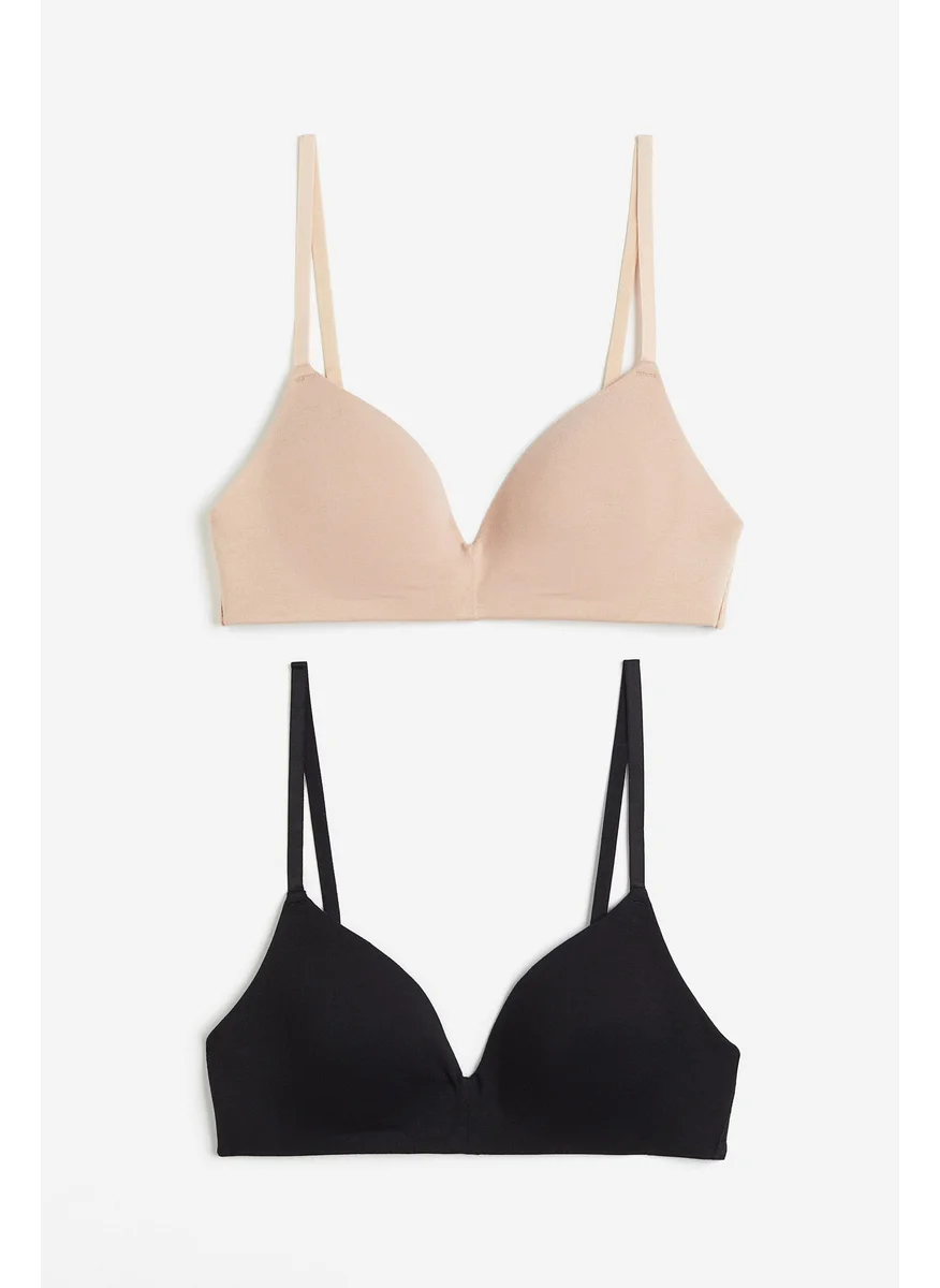 H&M 2-Pack Padded Non-Wired Cotton Bras