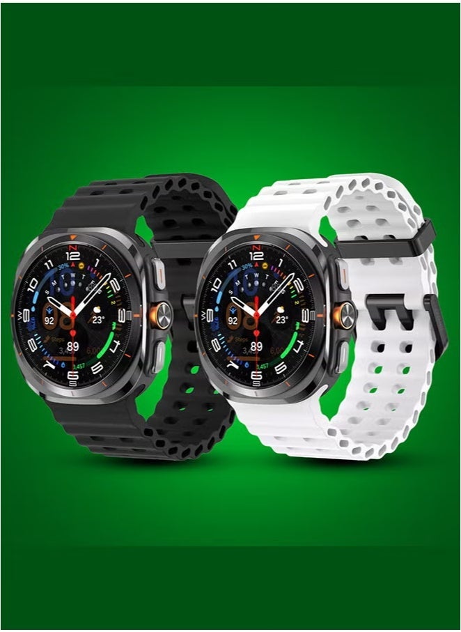 Samsung Galaxy Watch 7 Ultra Replacement Watch Strap 2-Pack Silicone Band Soft Ocean Silicone Sport Strap For Samsung Galaxy Watch 7 Ultra  - Image 3