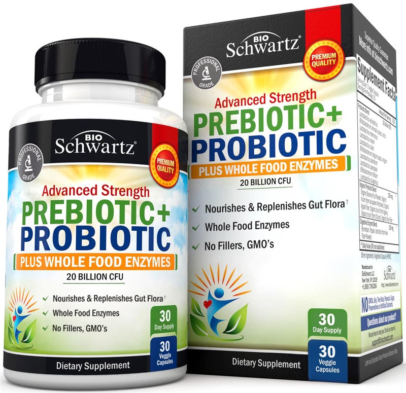Advanced Prebiotics and Probiotics for Women Men Immune Digestive Gut Health with L Reuteri Inulin Fiber Digestive Enzymes NonGMO GlutenFree DairyFree 30 Capsules