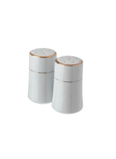 Dania 8 Piece Salt And Pepper Set White Porcelain With A Golden Line  - Image 2