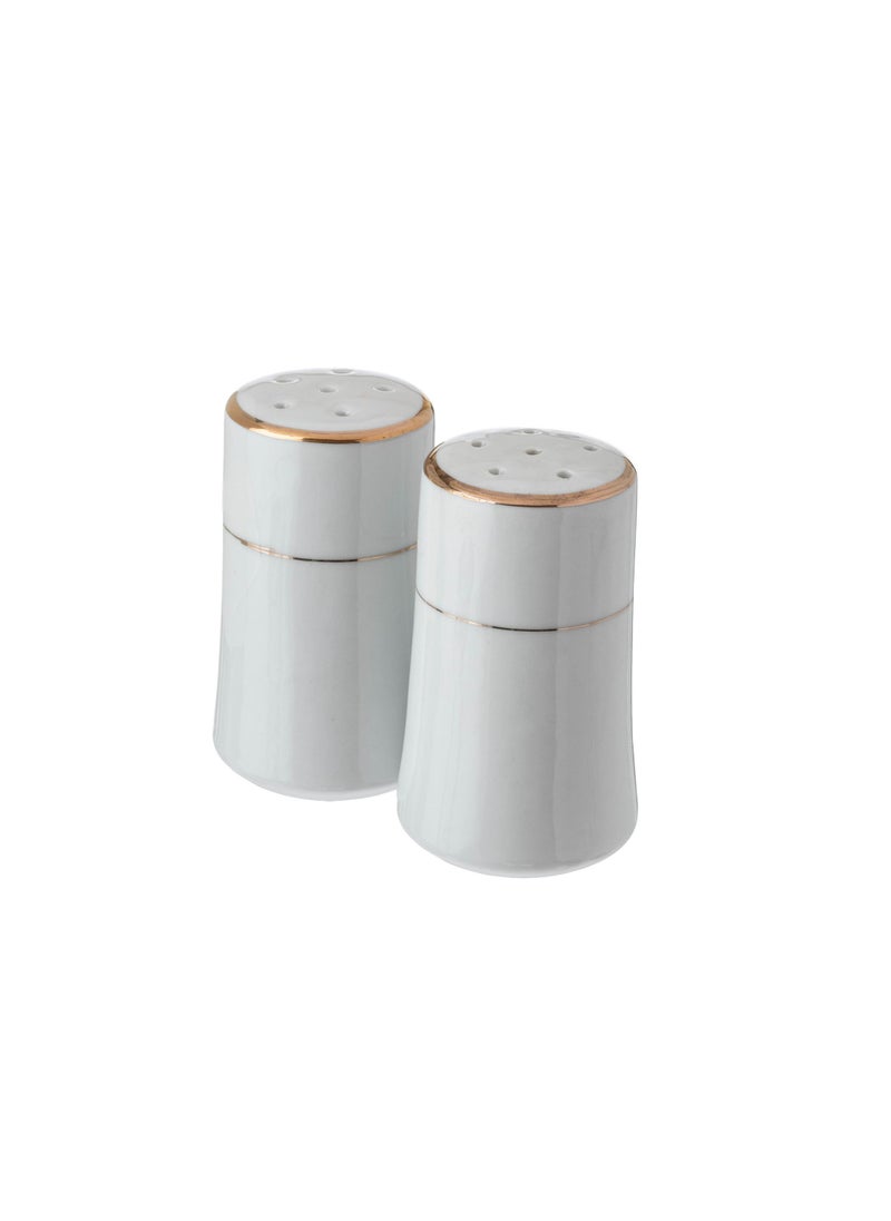 Dania 8 Piece Salt And Pepper Set White Porcelain With A Golden Line  - Image 2