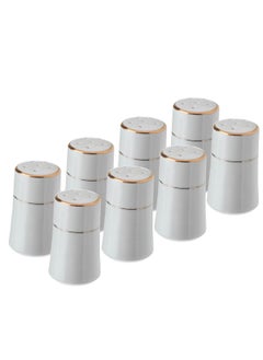 Dania 8 Piece Salt And Pepper Set White Porcelain With A Golden Line  - Image 1