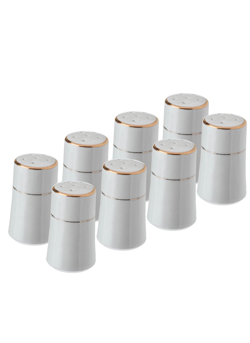 Dania 8 Piece Salt And Pepper Set White Porcelain With A Golden Line  - Image 1