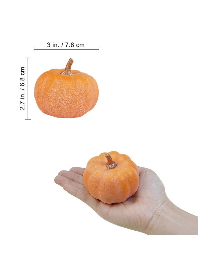 Winlyn 12 Pcs Small Artificial Orange Pumpkins Decorative Fall Pumpkins Rustic Harvest Pumpkins Foam Pumpkins for Gifts Wedding Baby Shower Thanksgiving Halloween Table Centerpiece Mantel Bowl Décor - Image 2