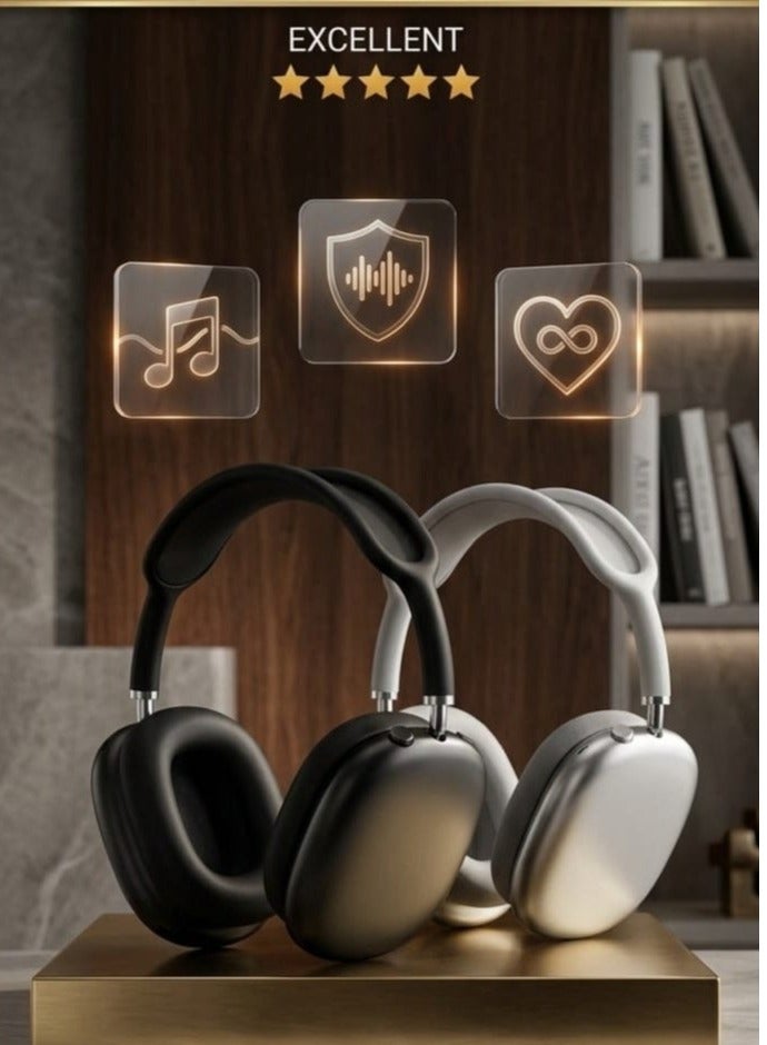 بي 9 سماعة رأس P9 لاسلكية فوق الأذن - صوت Hi-Fi ستيريو مع خاصية تقليل الضوضاء - تصميم مريح بجلد بروتيني ناعم وبطارية تدوم طويلاً - Image 3