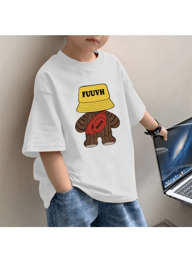 100% Cotton Boys' Summer Short-sleeved T-shirt New Style Summer Children's Base Shirt Boy's Pure Cotton Top Western Style Children's Wear