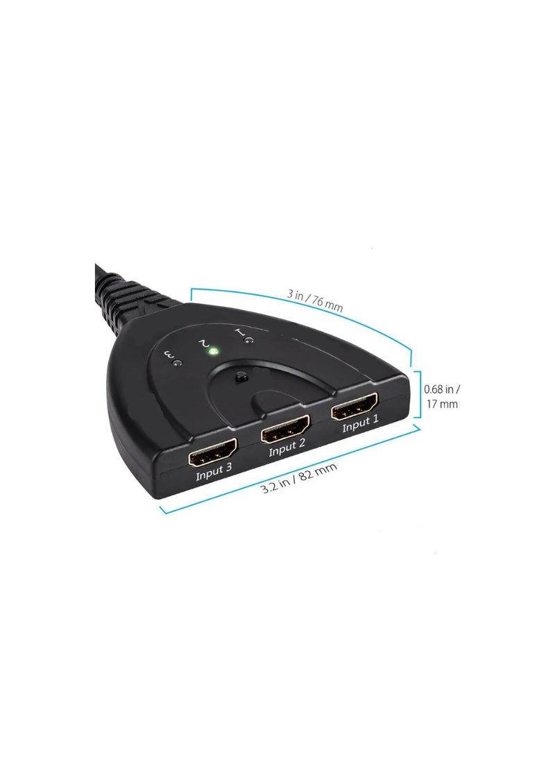 3-Port HDMI Switcher with Auto-Switching & 24K Gold-Plated Cable, Supports Full HD 1080p and 3D, HDMI Splitter for PS3, PS4, Xbox One, Apple TV, Blu-ray  - Image 2