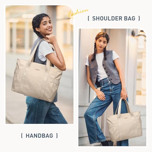 GOLF SUPAGS Tote Bag for Women with Zipper Large Shoulder Bag Top Handle Handbag for Travel Work Apricot - Image 3